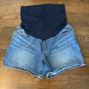 Crossover Panel Maternity Jean Shorts.